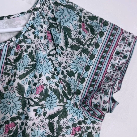 Talbots Floral Cotton Voile Split Neck Dress 8 Preppy Flow Midi Cottagecore Boho - Picture 4 of 13